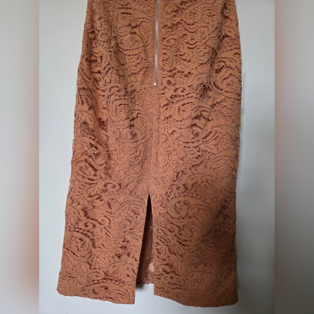 Bardot Riveria Lace Corset‎ Bodycon Halter MIDI Dress Mauve Peach Womens M 6 - Picture 7 of 10